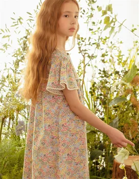 Bērnu Kleitas Kokvilnas Meiteņu Vasaras Gaismu Kleitas 2021. Gadam Bērni Ziedu Princese Kleita Mežģīņu Pusaudžu Māsa Tērpiem 12 13 14 Gadus.