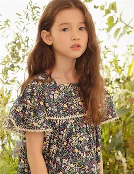 Bērnu Kleitas Kokvilnas Meiteņu Vasaras Gaismu Kleitas 2021. Gadam Bērni Ziedu Princese Kleita Mežģīņu Pusaudžu Māsa Tērpiem 12 13 14 Gadus.