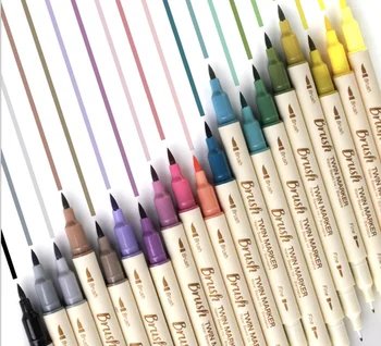 3pcs Retro Krāsas Otas Marķieri Gēla Pildspalvu Komplekts Dual Head Smalks Laineris uz Ūdens bāzes Tintes Blendable Akvareļu Art Paint Zīmēšanas Skola