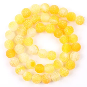 Dabīgā Akmens Dzeltena Sals Krekinga Agates Onyx Apaļas Pērles Rotaslietas Pieņemšanas Diy Aproce Šarmu, Aksesuāri, 4-12mm 15