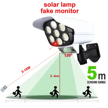 Tālvadības saules viltus monitors dummy kameras Lampas Āra Lāpu Gaismas, Drošības Ūdensizturīgs Dārza Dekora iela drošības apgaismojums kustības