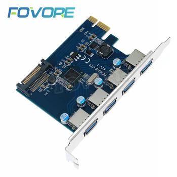 USB 3.0 PCI-e adapteri PCI express 4 Porti usb 3 PCIe adapteri USB 3.0 converter paplašināšanas karti Fresco FL1100 Mikroshēmu Desktop