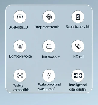JS33 Bezvadu Bluetooth5.0 Sporta Austiņas Stereo TWS Earbuds Ūdensizturīgs Austiņas Ar Uzlādes Lietā Ciparu Displejs 1500mah