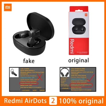 20 gabali/daudz Oriģinālu Xiaomi Redmi Airdots 2 TWS Austiņas Mi Taisnība Bezvadu Bluetooth Austiņas Ar Mic Handsfree Earbuds 10pcs