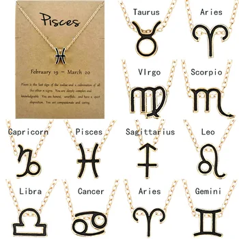 QIAMNI 12 Zvaigznāju Zodiaks, Kaklarota, Lauva, Svari, Auns Kulons Vērsis Zivis Horoskops Astroloģija Kaklarota Dzimšanas dienas Dāvana
