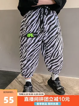 BB Zēna Zebra Drukāt Bikses Ir 2021. Jauno Pavasara un Rudens Vidū un Liela korejiešu Stila Svītrainām Gadījuma Bikses, Bērnu Apģērbs