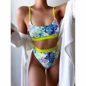 Tie Krāsošanas Bikini Ir 2021. Sexy Sievietes, Peldkostīmu, Peldbikses Sieviešu Raibs Sandales Brazīlijas Augsta Vidukļa Bikini Komplekts Biquini Peldkostīms