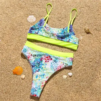Tie Krāsošanas Bikini Ir 2021. Sexy Sievietes, Peldkostīmu, Peldbikses Sieviešu Raibs Sandales Brazīlijas Augsta Vidukļa Bikini Komplekts Biquini Peldkostīms