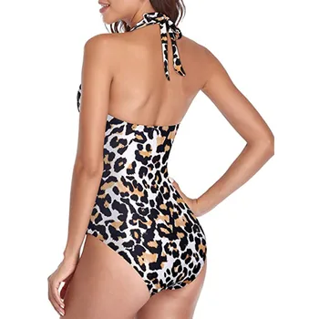 Leopards Drukāt 2021 Sexy Sievietes Viengabala Peldkostīmu, Peldbikses Sieviešu Brazīlijas Peldkostīmu Bodysuit Pludmali, Valkāt Backless Monokini