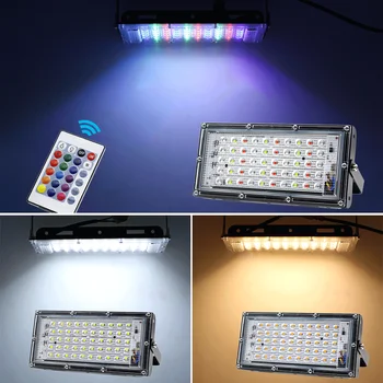 LED prožektors 50W 100W AC220V Āra Prožektors, Balts Silta Balta, RGB Āra Prožektoru gaismā, Ūdensnecaurlaidīgs Ielas Lampas Dārza Apgaismojums