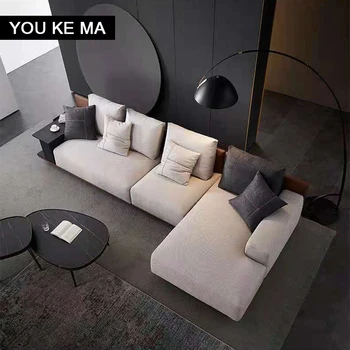 Itālijas Minimālisma auduma dīvāns Lielo dzīvokļu dzīvojamās istabas stūrī tehnoloģiju auduma dīvāns
