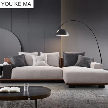 Itālijas Minimālisma auduma dīvāns Lielo dzīvokļu dzīvojamās istabas stūrī tehnoloģiju auduma dīvāns
