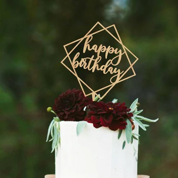 Ģeometrisko Happy Birthday Cake topper, Kūka Toppers Dzimšanas dienas,Zemniecisks Unikālu Radošu Kūka Topper,Dzimšanas dienas svinības Dekoru piederumi