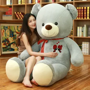 1PC 60-120 cm Lielu Plīša Rotaļlieta Teddy Bear Jauki Milzīgu Mīkstu Pildījumu Lācis Valkāt Bowknot Lāču Bērniem, Rotaļlietas Dzimšanas dienas Dāvana Draudzenei