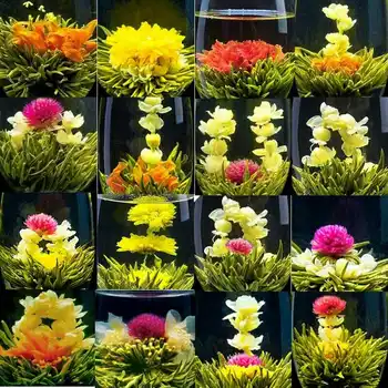 16 Gabali Ziedu Tēja Ir 2021. Dažādu Ziedu Roku Darbs Ziedošā Tēja Ķīniešu Ziedēšanas Bumbiņas Augu Amatniecības Ziedi, Dāvanu Iesaiņošanas