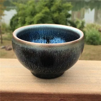 JZ005 Yuteki Glazūru Tenmoku Tējas Tase Blue Lotus Atjaunot Seno Dziesmu Dynasty Tehnoloģiju Japānas Stila Keramikas Tējas Bļodā/JIANZHAN