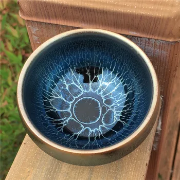 JZ005 Yuteki Glazūru Tenmoku Tējas Tase Blue Lotus Atjaunot Seno Dziesmu Dynasty Tehnoloģiju Japānas Stila Keramikas Tējas Bļodā/JIANZHAN