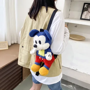 Ir 2021. Jaunu Disney Mickey Donald Duck Plīša Schoolbag Modes Karikatūra Peli Pīļu Somas Donald Mickey Mugursomas Bērniem Dāvanas