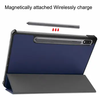 Slim Tri-Reizes Triecienizturīgs Magnētisko Ādas Stāvēt Gadījumā Vāciņš Samsung Galaxy Tab S7 2020 11 Collu SM-T870/T875 ar S Pen Turētājs
