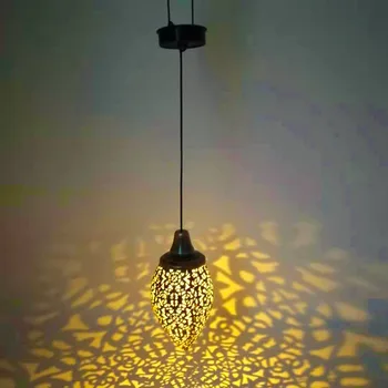Āra Dārza Kaltas Dzelzs LED Saules Ūdens Piliens Regbija Kulons Dobi Ūdensizturīgs Karājas Lampas Gaismas Ainavu Villa Lustra