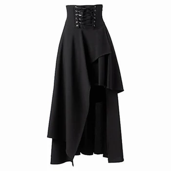 Svārki Sievietēm Lolita Siksna Melnā Gothic Svārki Sieviešu Modes Augsta Vidukļa Nelegālo Gothic Steampunk Puse Svārki
