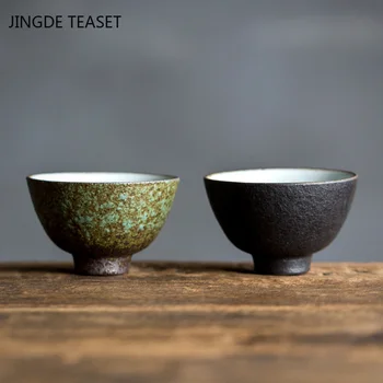 2 gab./daudz Japāņu stila Keramikas Teacup Roku darbs Boutique Keramikas Tējas Bļodā Tējas ceremoniju Piederumi Portatīvo Personas Vienā Kauss