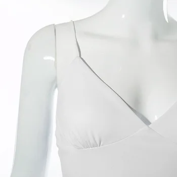 Sieviešu Sexy V Kakla Bodycon Balts Soild Krāsu Grupa Club Pakete Hip Mini Kleita Sundress Ir 2021. Sieviešu Apģērbu Streetwear