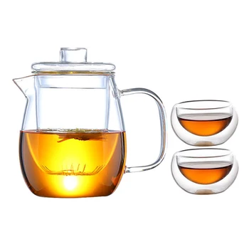 Termiski Izturīga Stikla Tējas Katlā Un Kausa Uzstādīt Stikla Tējkanna Ar Filtru, Puer Tēja Ķīniešu Kung Fu Tējas Uzstādīt Ziedu Tējkanna Tējkanna krūze