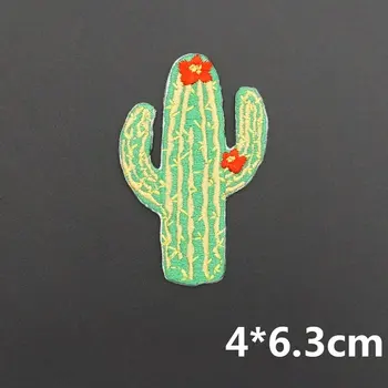 Kaktuss Zaļo Augu Izšuvumi Dzelzs-uz Muguras, Patch Plāksteri Apģērbu Uzlīmes Dekoratīvās Aplikācijas