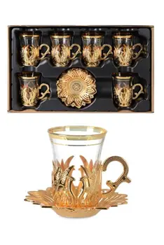 Turcijas Osmaņu Autentisks Dizains turku, grieķu, arābu Tējas Set 6 Pakalpojumu Tēja, Kauss Plātnes & Vāki dāvanu