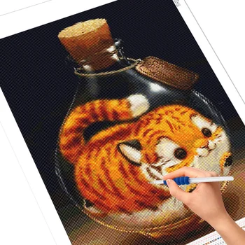 Karstā Pārdošanas DIY Dimanta Krāsošana Gudrs Tiger Unicorn Mozaīkas 5D Cross Stitch Pudeli Pilnu Kvadrātveida Kārtas Urbt Izšūšanas Komplekts Mājas Dekoru