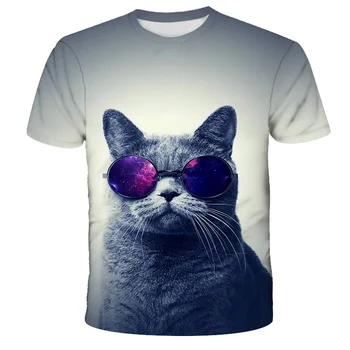 Ir 2021. Modes Jaunu Cute T-krekls Zēniem Un Meitenēm 3D Kaķi T-krekls Modelis Īsām Piedurknēm Vasaras Top Sporta T-krekls Foršs Gadījuma T-krekls