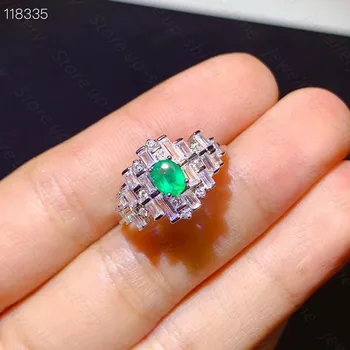 Dabas smaragds gredzenu 925 sudraba dāmas gredzenu, greznā atmosfērā, cienītiem un elegants