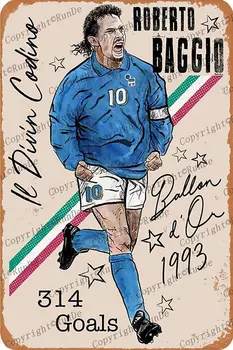 Roberto Baggio Vintage Metāla zīmes, Skārda pazīmes, Retro Plakāta Plāksne Sienas Dekori 8 × 12 Collas
