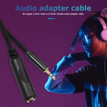 1/8 collu Vīriešu 1/4 collu Sieviešu Stereo Audio Adaptera Vadu Adapteri Splitter Audio Kabelis 3,5 mm līdz 6.35 mm Kabelis