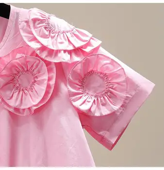 Elegants 3D Ziedu Mežģīnes-up Vidukļa T-krekls Sievietēm Ir 2021. Vasaras korejas Modes Zaudēt Slim Cietā Nelegālo Mežģīņu T Krekls Top Jūra