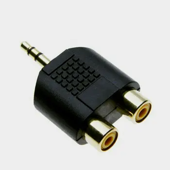 5gab 3,5 mm stereo Audio Spraudnis uz 2 RCA female ligzda Y Sadalītāja connectrs
