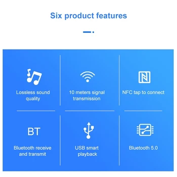 NFC BT19 Bluetooth 5.0 Uztvērēju, Raidītāju Austiņas Auto Audio