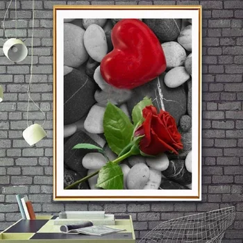 5D Dimanta Krāsošana Pilnu Kvadrātveida Mīlestības Sirds Attēlu Rhinestones DIY Cross stitch Diamond Rose Puķu Izšuvumi Dimanta Mozaīkas