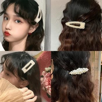 Imitētu Pearl Matu Spraudes Sievietēm Korejas Sieviešu Matadatas Meitene Ģeometriskiem Matu Barrettes Modes Hairgrip Matu Aksesuāri