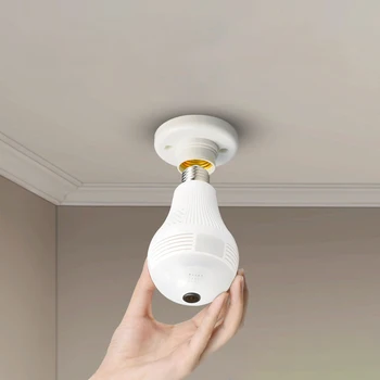 Ledus Lampas Kameru Bulb 360 Panorāmas IP Wifi Nakts Redzamības divvirzienu Audio Fisheye CCTV Video Novērošanas LED