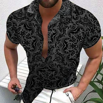 Vīriešu Vasaras Liels Izmērs M-3XL Black Print Junior Ātri Sausas Gadījuma Modes Zaudēt Rollneck Jaciņa Krekls