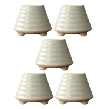 5 Gab. Vienkāršs Balts, Sulīgs Augu Pot Keramikas Sukulentu Puķu Pods, Kas Peld Ar Apakštase Formas Pods