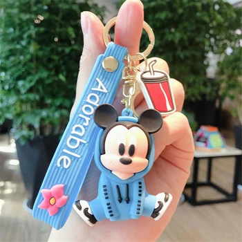 Disney Mickey Mouse Rotaļlietas Keychain Catoon Mickey Minnie Lilo un Stitch Kulons Keychain Dūriens Atslēgu piekariņi Meitenes Dzimšanas dienas Dāvanas