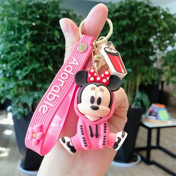 Disney Mickey Mouse Rotaļlietas Keychain Catoon Mickey Minnie Lilo un Stitch Kulons Keychain Dūriens Atslēgu piekariņi Meitenes Dzimšanas dienas Dāvanas