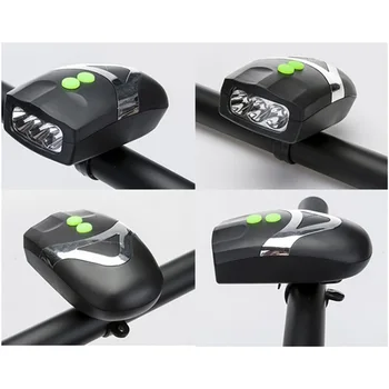 Tikko Ultra Bright 3 LED Bike Velo Priekšējo Galvas Gaismas Lampa + Elektroniskā Bell Ragu Kombinācija, Velosipēdu Piederumi BN99