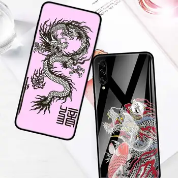 Stikla Case For Samsung Galaxy A50 A51 M51 A91 A71 A21s A40 A20 A10 A41 M31 Soma Tālruņa Vāciņu Austrumu Mīti, Leģendas Ķīnas Dragon