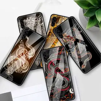 Stikla Case For Samsung Galaxy A50 A51 M51 A91 A71 A21s A40 A20 A10 A41 M31 Soma Tālruņa Vāciņu Austrumu Mīti, Leģendas Ķīnas Dragon