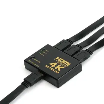 4K HD1080P Mini HDMI-saderīgam Switch Komutatoru 1X3 Ostas Pārslēdziet Selektora Sadalītājs Ar Centrmezglu IS Tālvadības pults TV/HDTV/DV