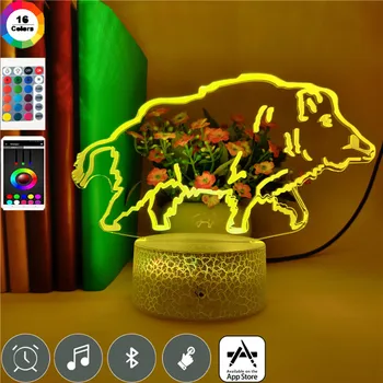 Mežacūkas 3D LED Nakts Gaisma Krāsains 5V USB Radošo Mazo Akrila Led Galda Lampa Sev Dāvanu Home Deco Dāvanu Bluetooth Skaļrunis